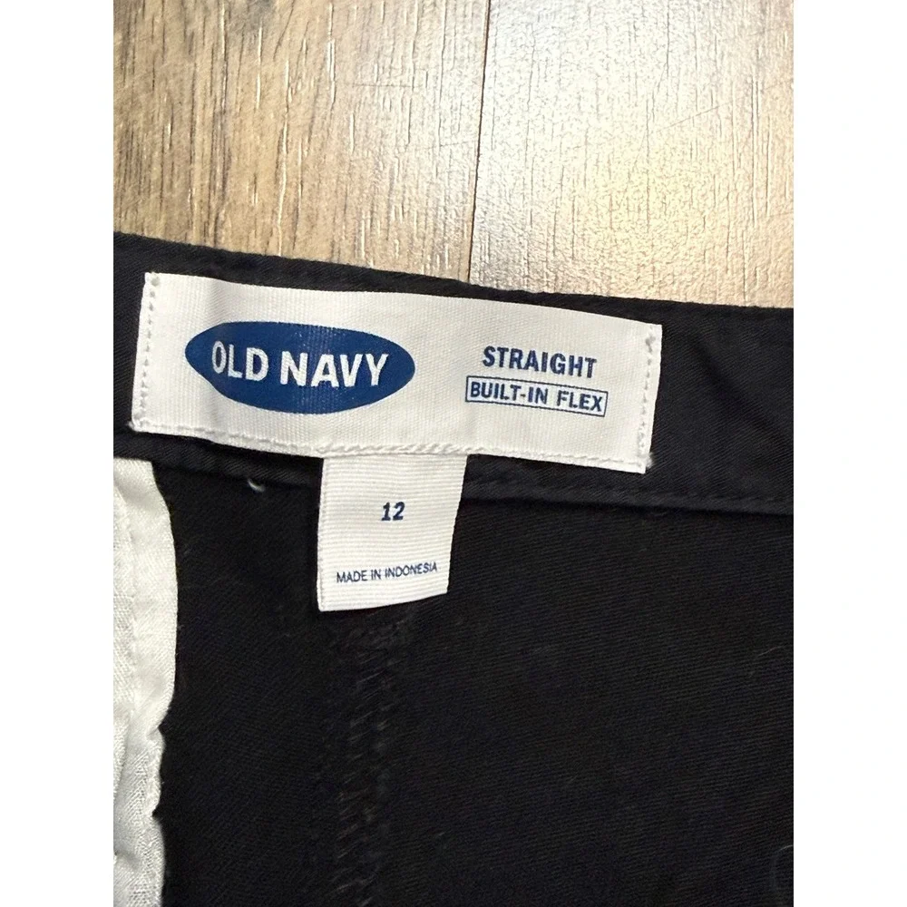 Old Navy Jeans Youth Boys Size 12 Black Denim Straight Pants Built in Flex